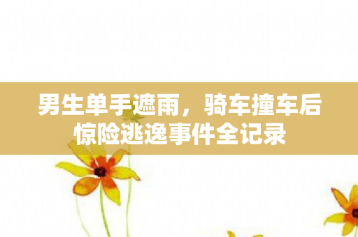 男生单手遮雨，骑车撞车后惊险逃逸事件全记录