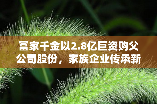 富家千金以2.8亿巨资购父公司股份，家族企业传承新篇章