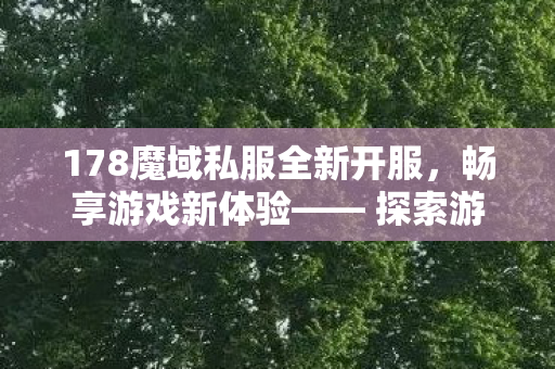 178魔域私服全新开服，畅享游戏新体验—— 探索游戏世界，尽享无限可能魔域私服