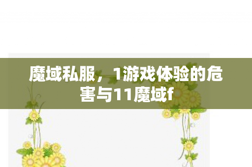 魔域私服，1游戏体验的危害与11魔域f