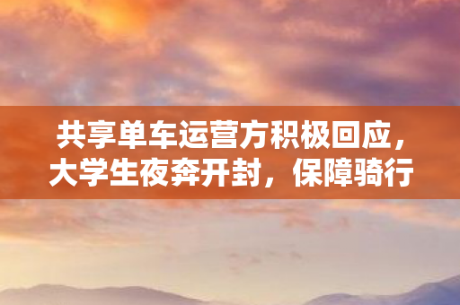 共享单车运营方积极回应，大学生夜奔开封，保障骑行安全与服务质量