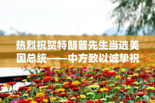 热烈祝贺特朗普先生当选美国总统——中方致以诚挚祝贺与期待