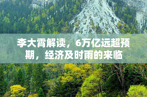 李大霄解读，6万亿远超预期，经济及时雨的来临