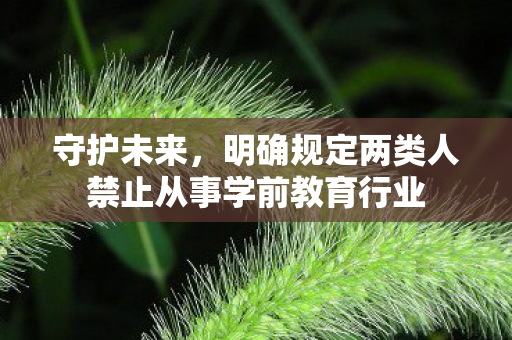 守护未来，明确规定两类人禁止从事学前教育行业