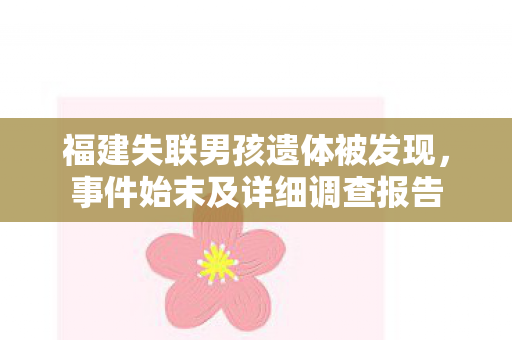 福建失联男孩遗体被发现，事件始末及详细调查报告