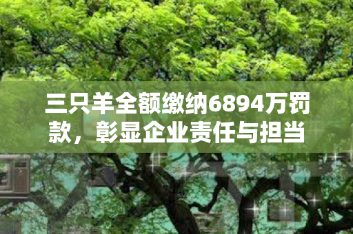 三只羊全额缴纳6894万罚款，彰显企业责任与担当