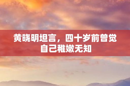 黄晓明坦言，四十岁前曾觉自己稚嫩无知