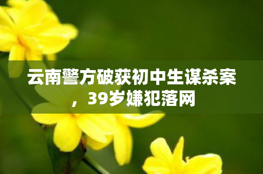 云南警方破获初中生谋杀案，39岁嫌犯落网