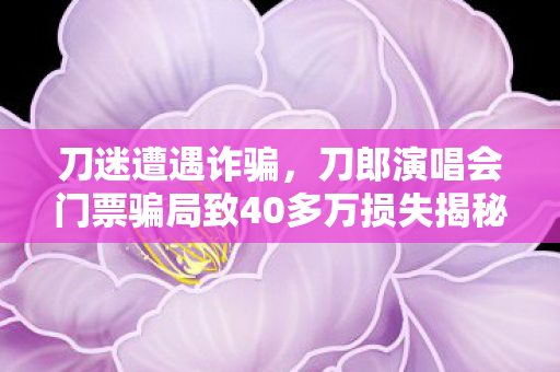 刀迷遭遇诈骗，刀郎演唱会门票骗局致40多万损失揭秘