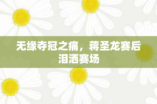无缘夺冠之痛，蒋圣龙赛后泪洒赛场