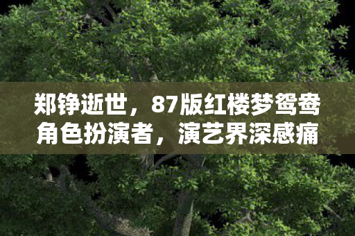 郑铮逝世，87版红楼梦鸳鸯角色扮演者，演艺界深感痛失一才